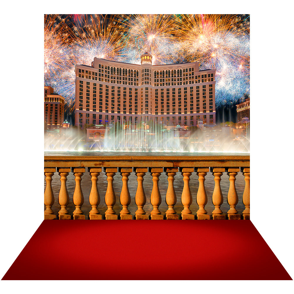 Belagio Fountain With Fireworks Photography Background