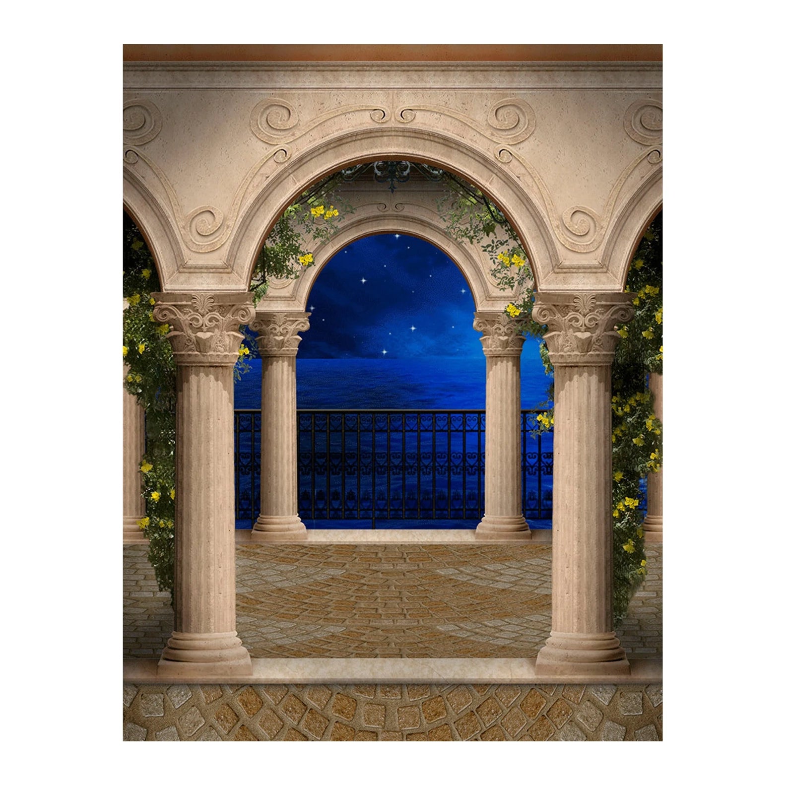 Mediterranean Pillars Outdoor Arch Photo Backdrop - Basic 6  x 8  