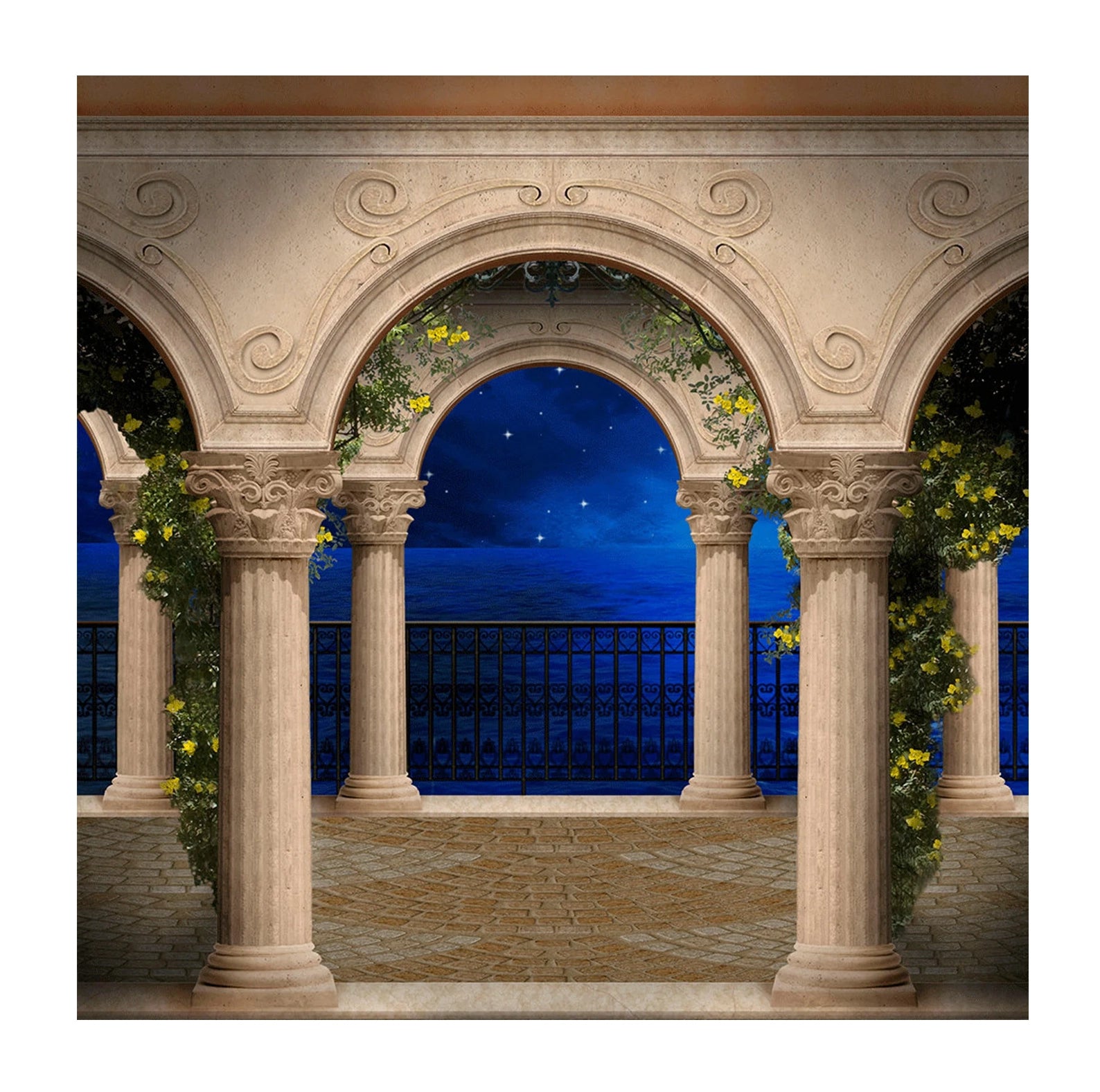 Mediterranean Pillars Outdoor Arch Photo Backdrop - Basic 8  x 8  