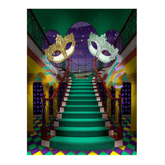 Mardi Gras Stairs with check floor B0622-5.5x6.5 Basic Fabric