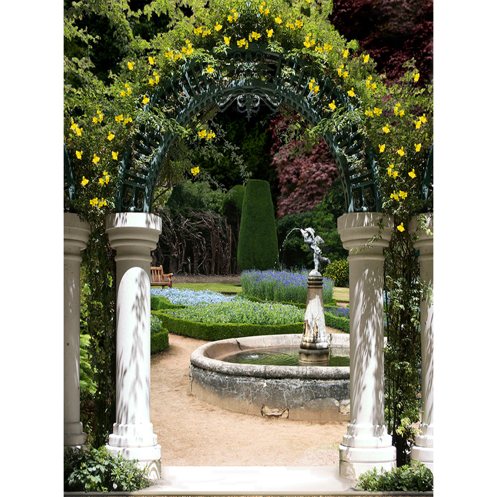 Wedding Garden Arch Fountain Photography Backdrop
