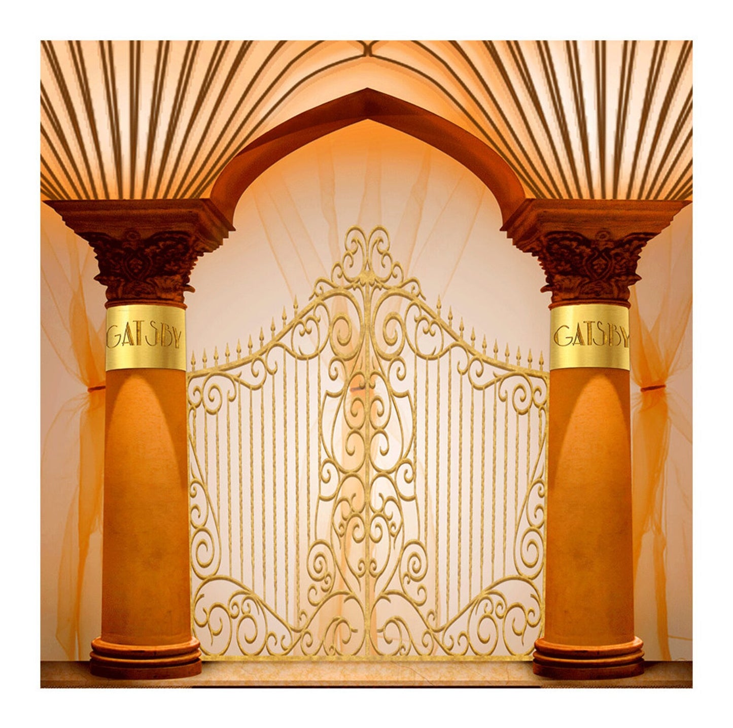 Gatsby Gates Double Gold Columns Photo Backdrop
