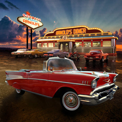 Red 57 Chevy Diner Photo Backdrop - Pro 10  x 8  