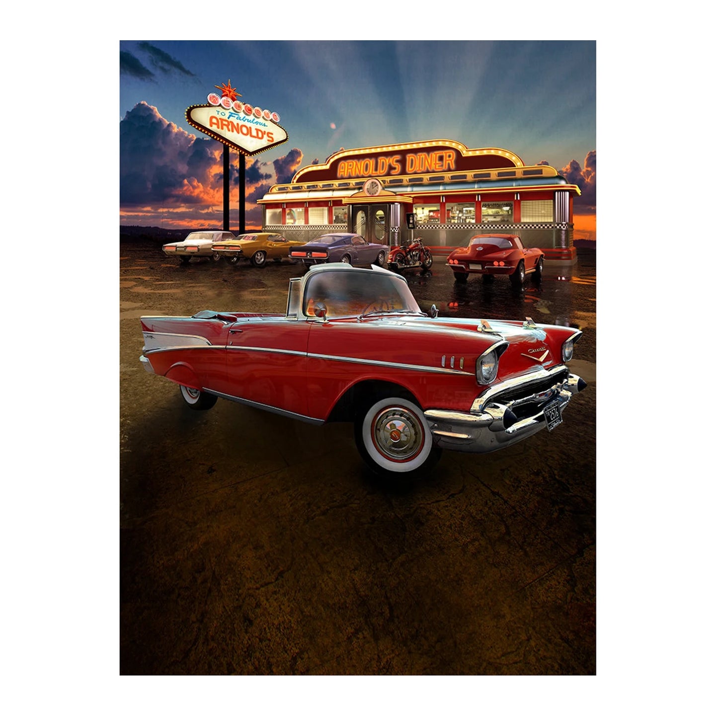 Red 57 Chevy Diner Photo Backdrop - Pro 6  x 8  