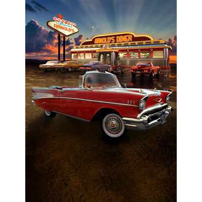 Red 57 Chevy Diner Photo Backdrop - Pro 8  x 10  