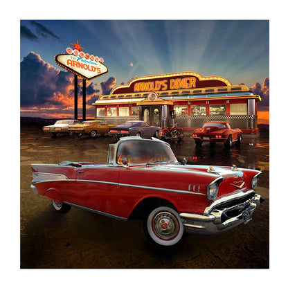 Red 57 Chevy Diner Photo Backdrop - Pro 8  x 8  