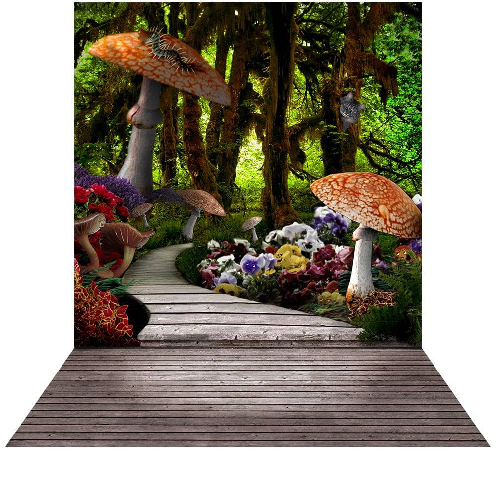 Alice in Wonderland Wood Path Photo Backdrop
