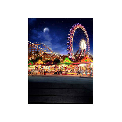 Night Sky Amusement Park Backdrop, Backgrounds Banners - Basic 4.4  x 5  