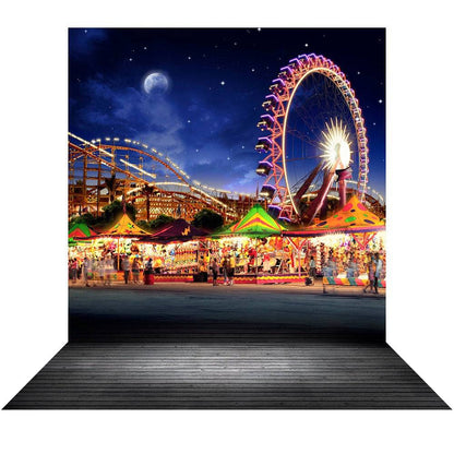 Night Sky Amusement Park Backdrop, Backgrounds Banners - Basic 8  x 16  