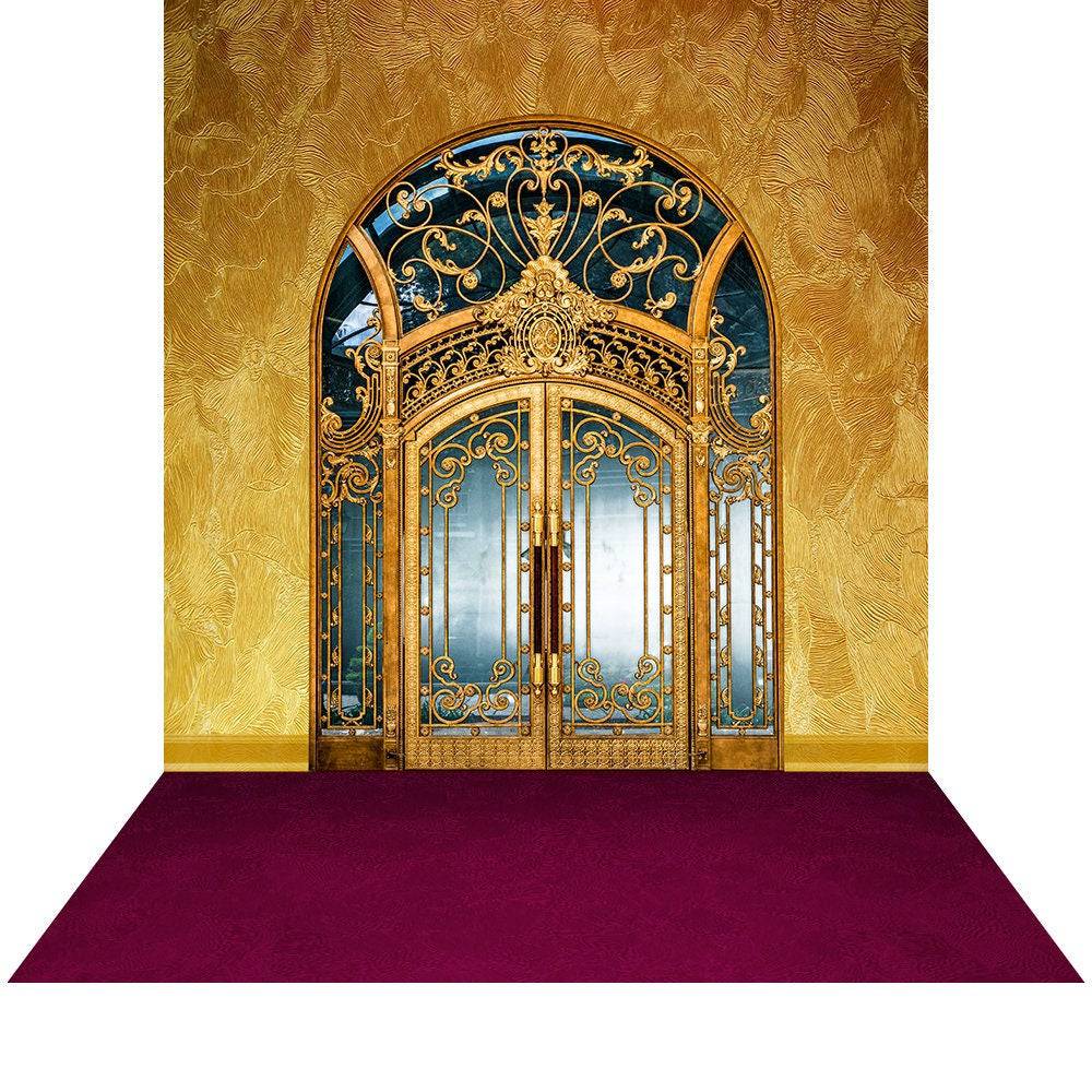Gold Art Nouveau Interior Photo Backdrop - Basic 8  x 16  