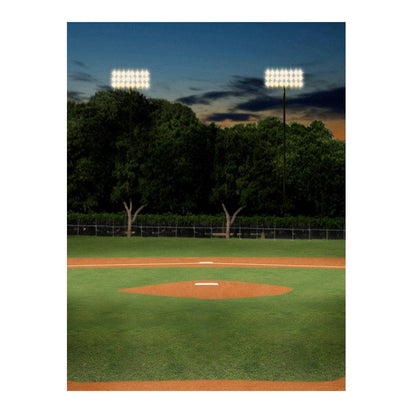 Baseball Night Game Backdrop, Home Run at the Home Plate, Team Pictures, All Star, Little League, and Little Slugger Photo Backdrop - Basic 8 x 16