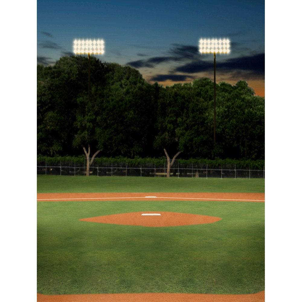 Home Plate At Night Baseball Backdrop - Basic 8  x 10  