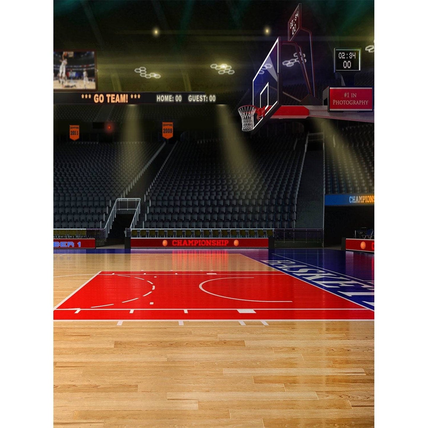 NBA Basketball Court Backdrop - Basic 8  x 10  