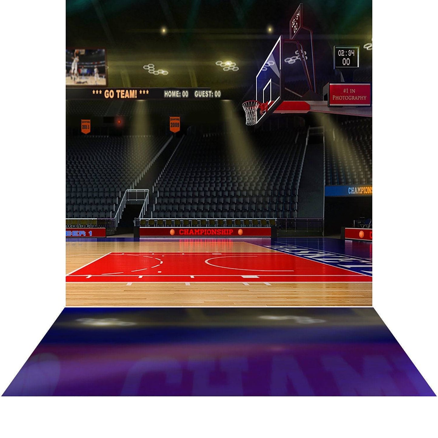 NBA Basketball Court Backdrop - Basic 8  x 16  