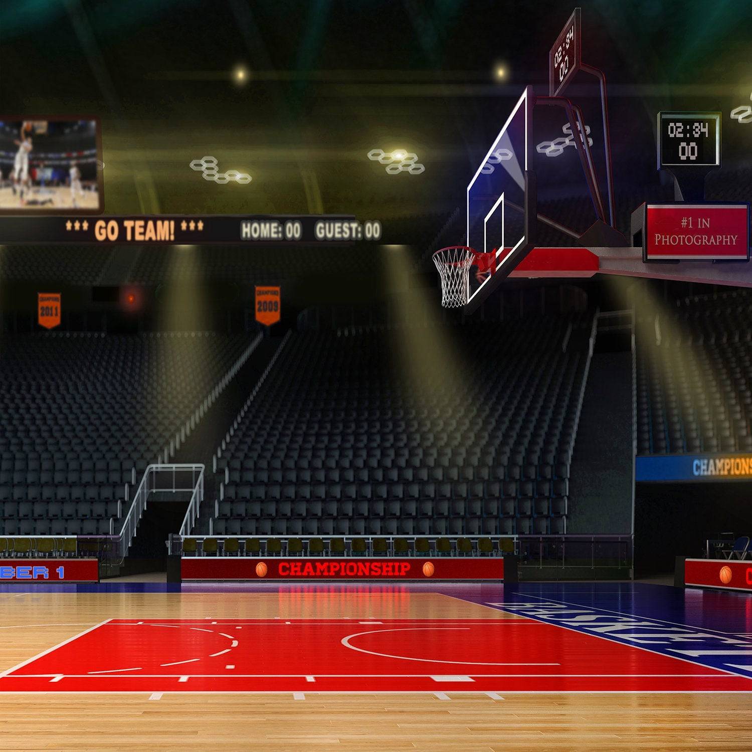NBA Basketball Court Backdrop - Basic 8  x 8  