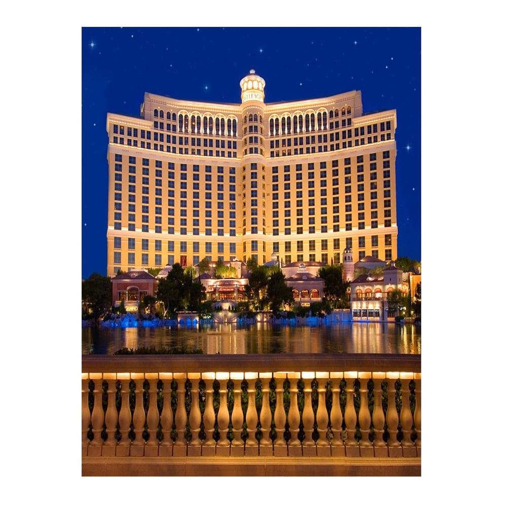 Bellagio Hotel, Las Vegas Backdrop, The Strip, Gardens, Fountains, Lucky Backdrop, Winning Backdrop, Promenade, Photo Backdrop - Basic 8 x 16