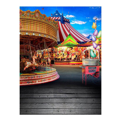 Big Top Backdrop, Birthday Photo Backdrop, Party Decor, Carousel Backdrop, Carnival Photo Booth, A County Fair Midway - Basic 5.5 x 6.5