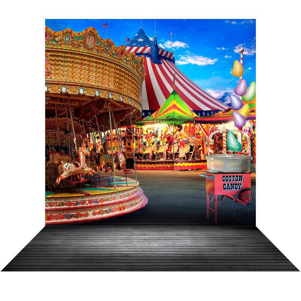 Carousel at County Fair Backdrop - Basic 8  x 16  