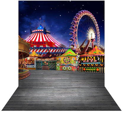 Amusement Park On The Boardwalk Photo Backdrop