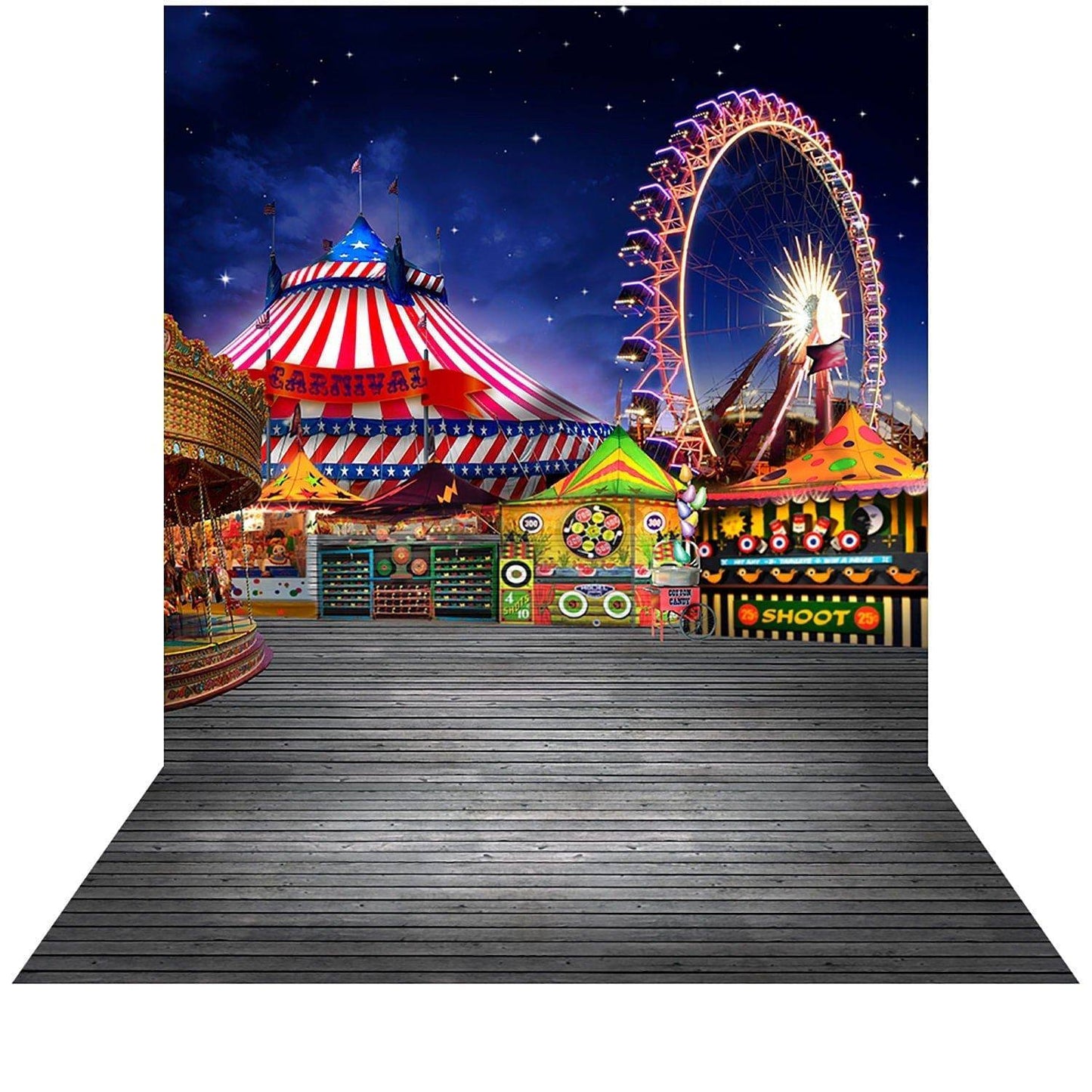 Amusement Park On The Boardwalk Photo Backdrop - Pro 10  x 20  