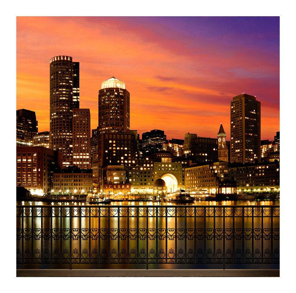 Boston City Skyline Photography Backdrop - Pro 8  x 8  