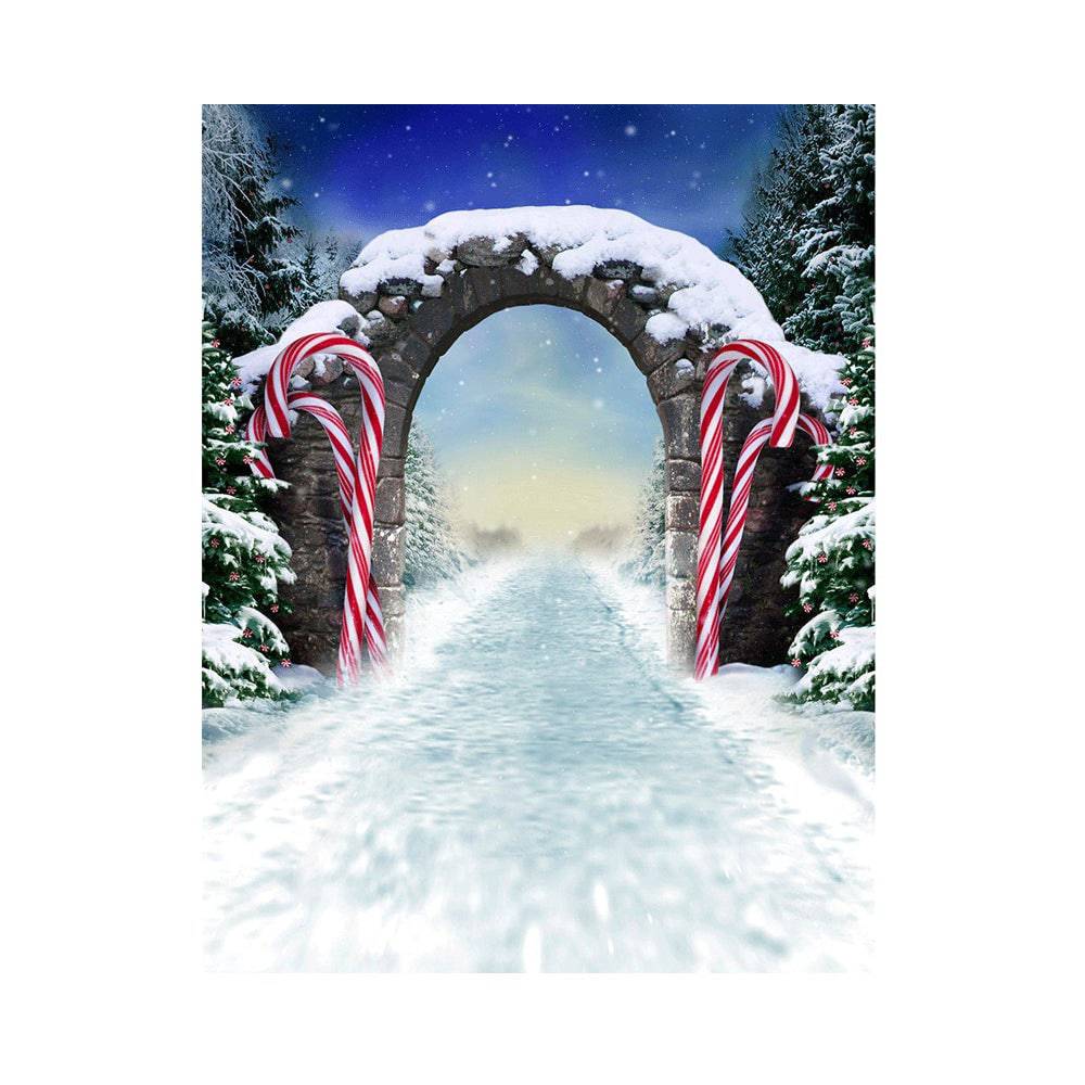 Winter Fantasy Candy Cane Archway Photo Backdrop - Basic 5.5  x 6.5  