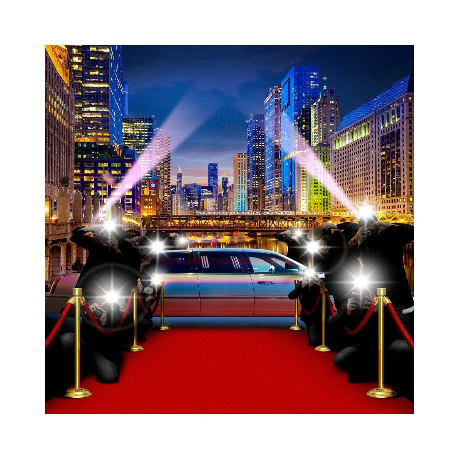 Chicago Red Carpet Paparazzi Photography Backdrop - Basic 8  x 8  