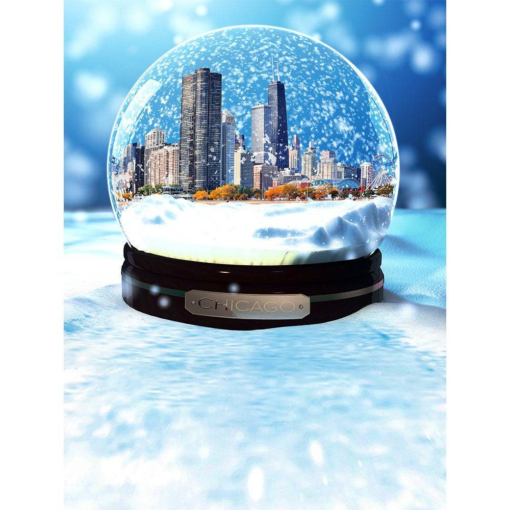 Chicago Snow Globe Photo Backdrop - Pro 8  x 10  