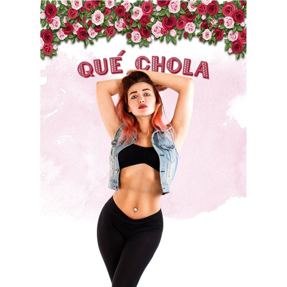 Chola Backdrop, Rosas Rojas Photo Prop, Latino Birthday Decor, Photography Backdrop, Party Decorations - Basic 4.4 x 5
