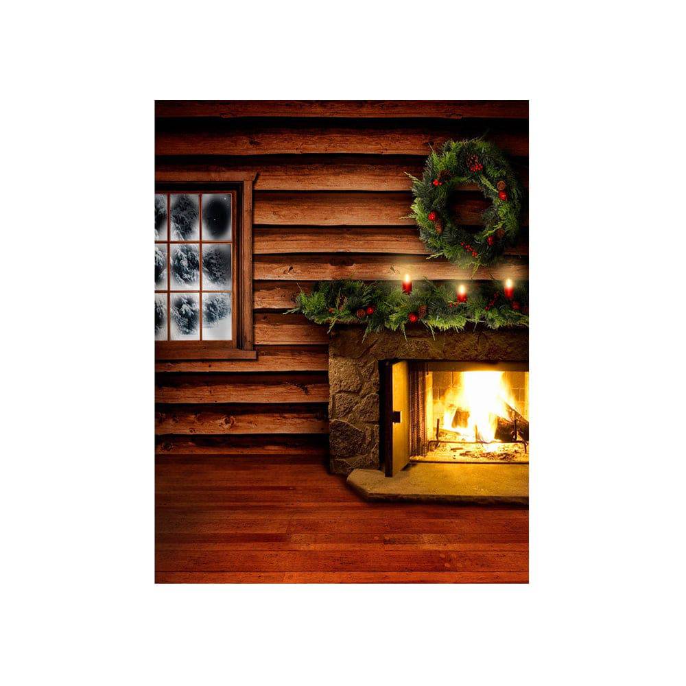 Christmas Cabin Interior Photo Backdrop - Basic 4.4  x 5  