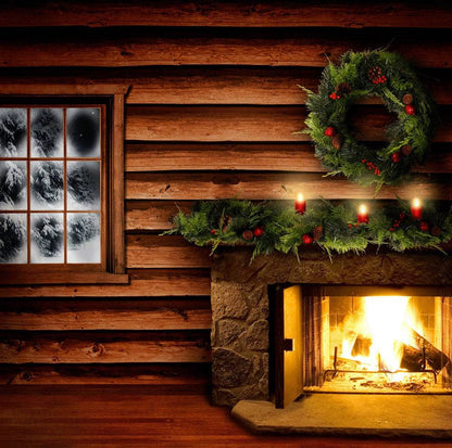 Christmas Cabin Interior Photo Backdrop - Pro 10  x 10  
