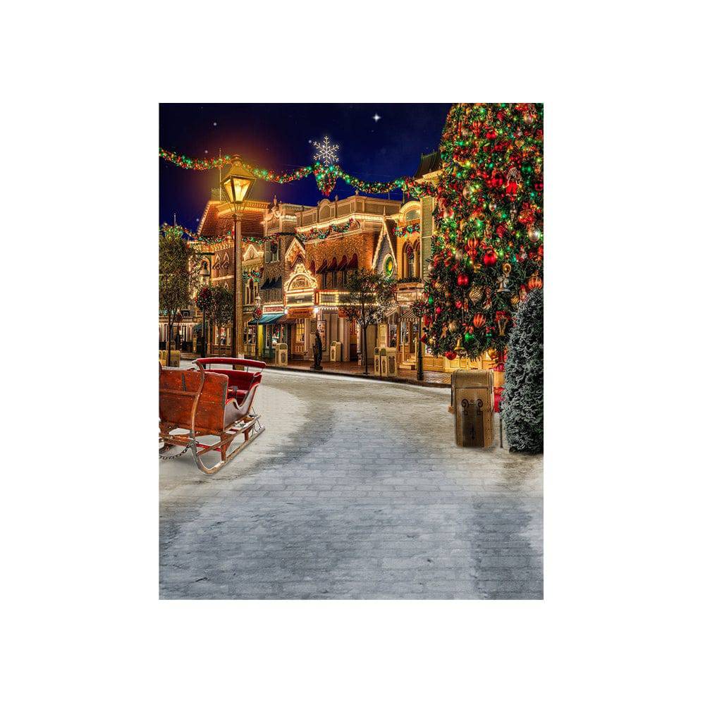 Christmas Holiday On The Town Photography Backdrop - Basic 4.4  x 5  