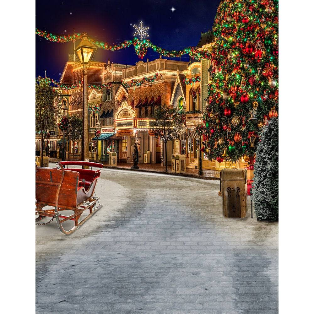 Christmas Holiday On The Town Photography Backdrop - Basic 8  x 10  