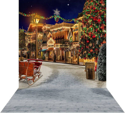 Christmas Holiday On The Town Photography Backdrop - Basic 8  x 16  