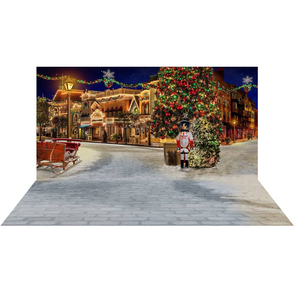 Christmas Holiday On The Town Photography Backdrop - Pro 20  x 20  