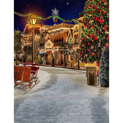Christmas Holiday On The Town Photography Backdrop - Pro 8  x 10  