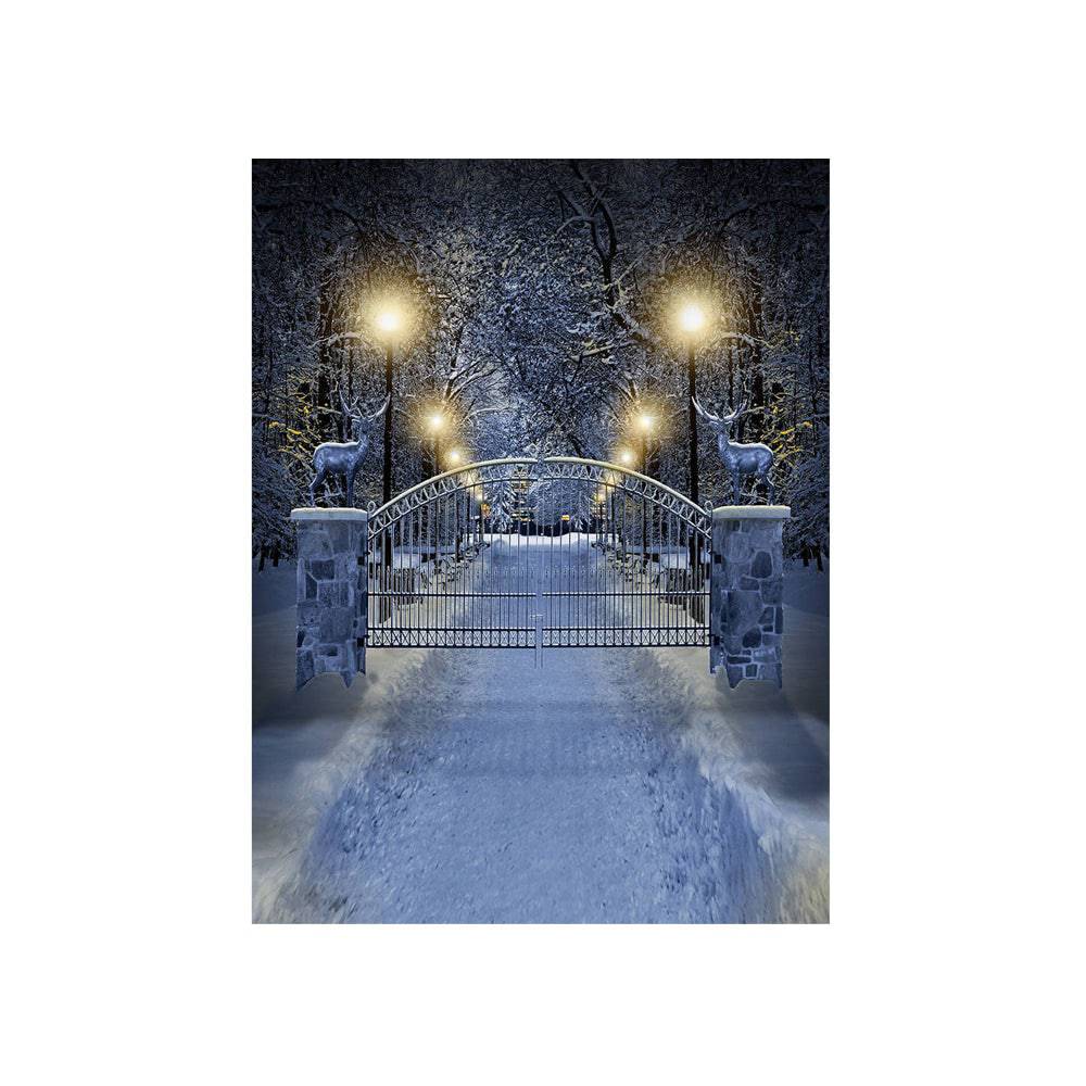 Enchanted White Winter Drive Photo Backdrop - Basic 4.4  x 5  