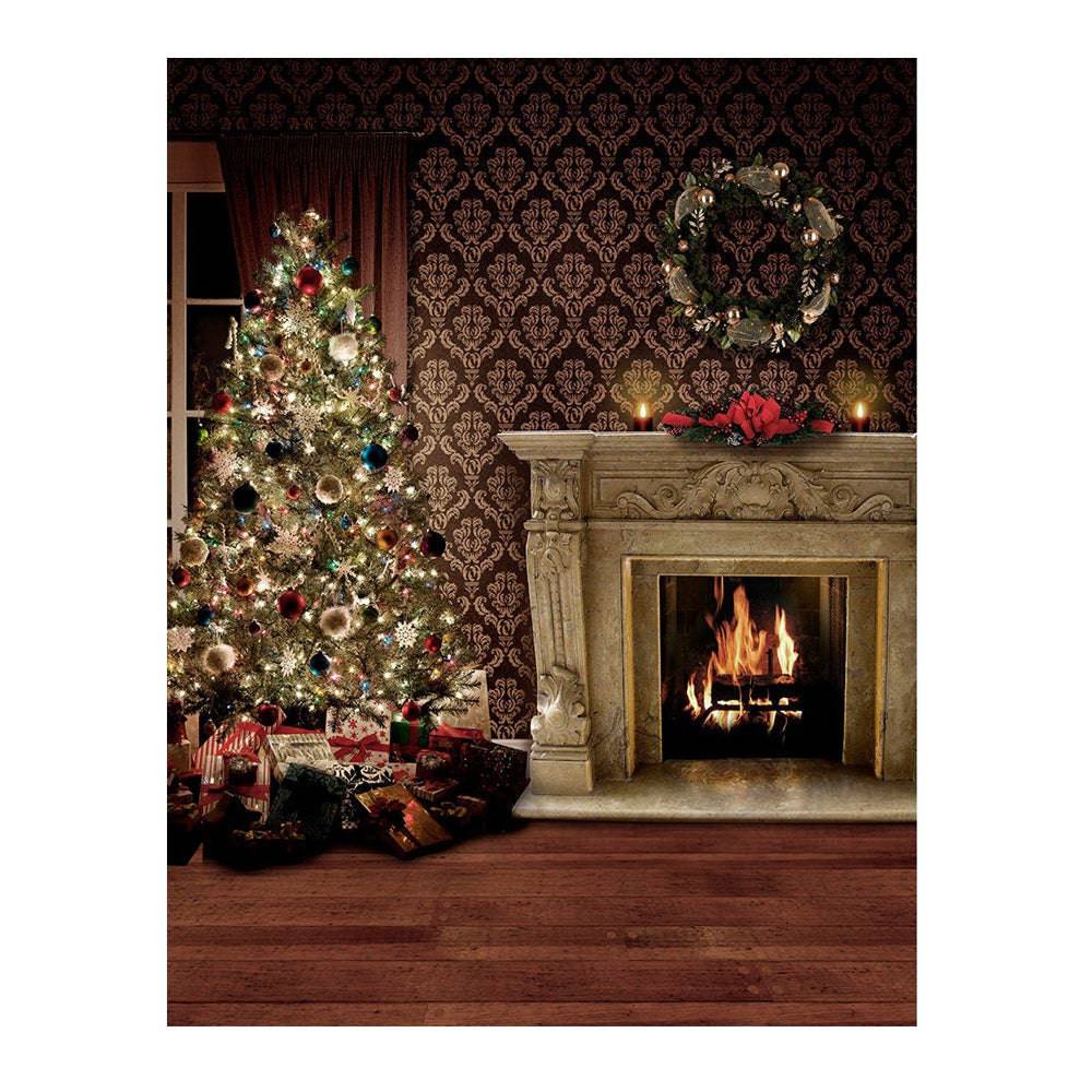 Cozy Christmas Tree Interior Holiday Photo Backdrop - Pro 6  x 8  