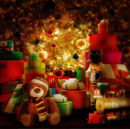 Toys Under The Christmas Tree Photo Backdrop - Pro 10  x 10  