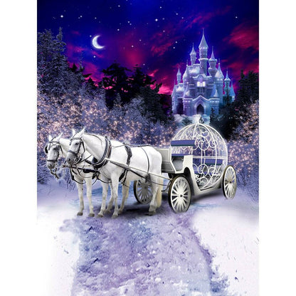 Cinderella's Carriage and Castle Photo Backdrop - Pro 8  x 10  