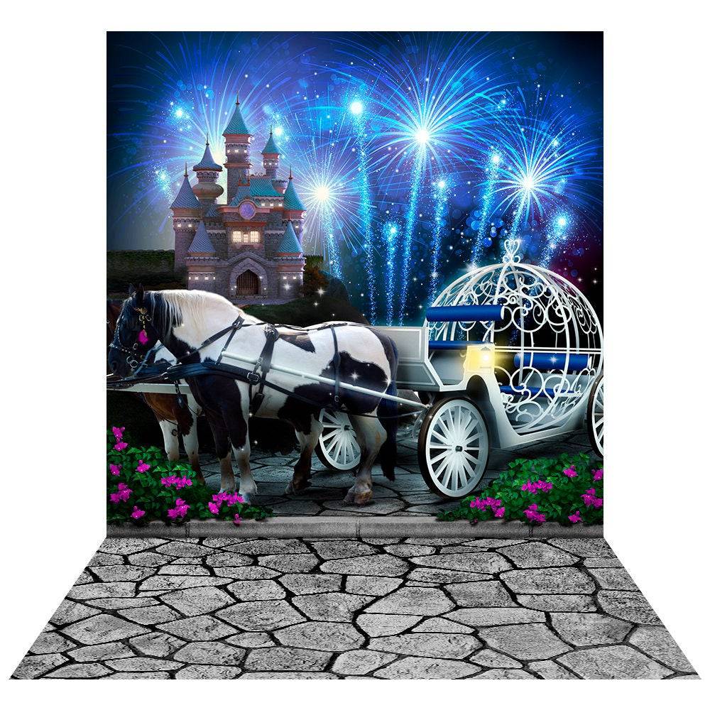Cinderella's Ball Backdrop, Fireworks, Enchanted Kingdom, Birthday Photo Backdrop, Photo Prop, Princess Castle, Party Photography Backdrop - Pro 9 x 16