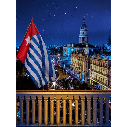 Cuban Flag Havana City Skyline Backdrop - Basic - 4.4  x 5  