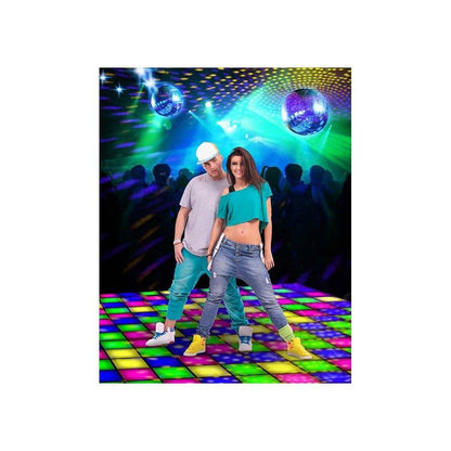 Dance Contest or Party Backdrop, Multi-Colored Floor Dance Competition, Musicals and Stages, Backdrop for venues, or photo booth - Basic 4.4 x 5