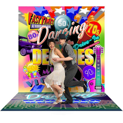 Dance Contest or Party Backdrop, Music through the Decades for Musicals and Stages, a Photography Backdrop for venues, photo booth - Basic 4.4 x 5
