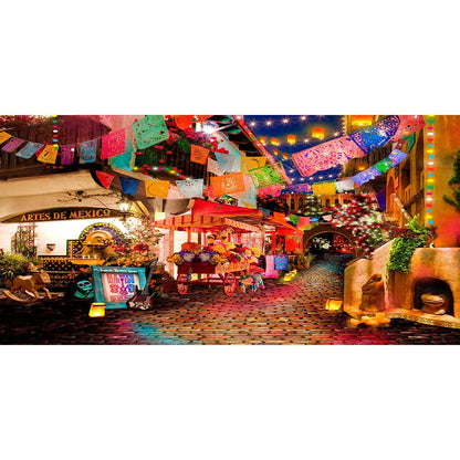 Mexican Market City Street Photo Backdrop - Basic 16  x 8  