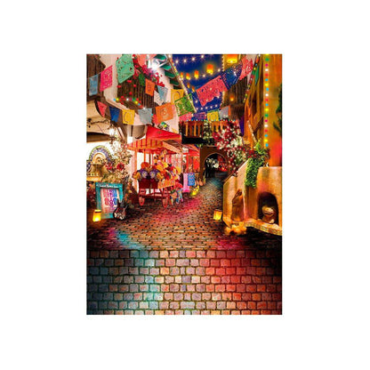 Mexican Market City Street Photo Backdrop - Basic 4.4  x 5  