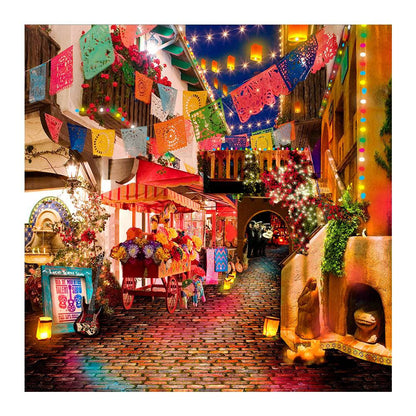 Mexican Market City Street Photo Backdrop - Pro 8  x 8  