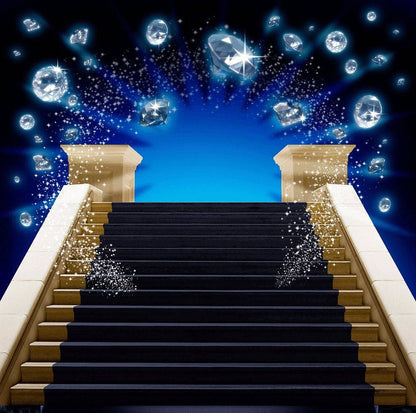 Blue Diamond Staircase Photo Backdrop - Basic 10  x 8  