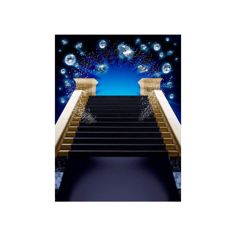 Blue Diamond Staircase Photo Backdrop - Basic 4.4  x 5  