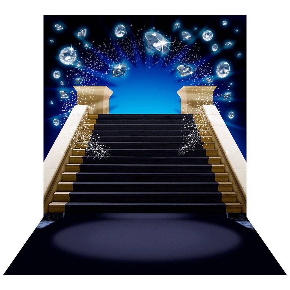 Blue Diamond Staircase Photo Backdrop - Basic 8  x 16  